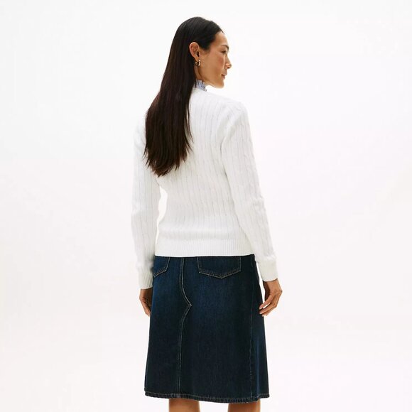 NWOT! TOMMY HILFIGER WHITE CABLE KNIT CARDIGAN - Picture 4 of 8